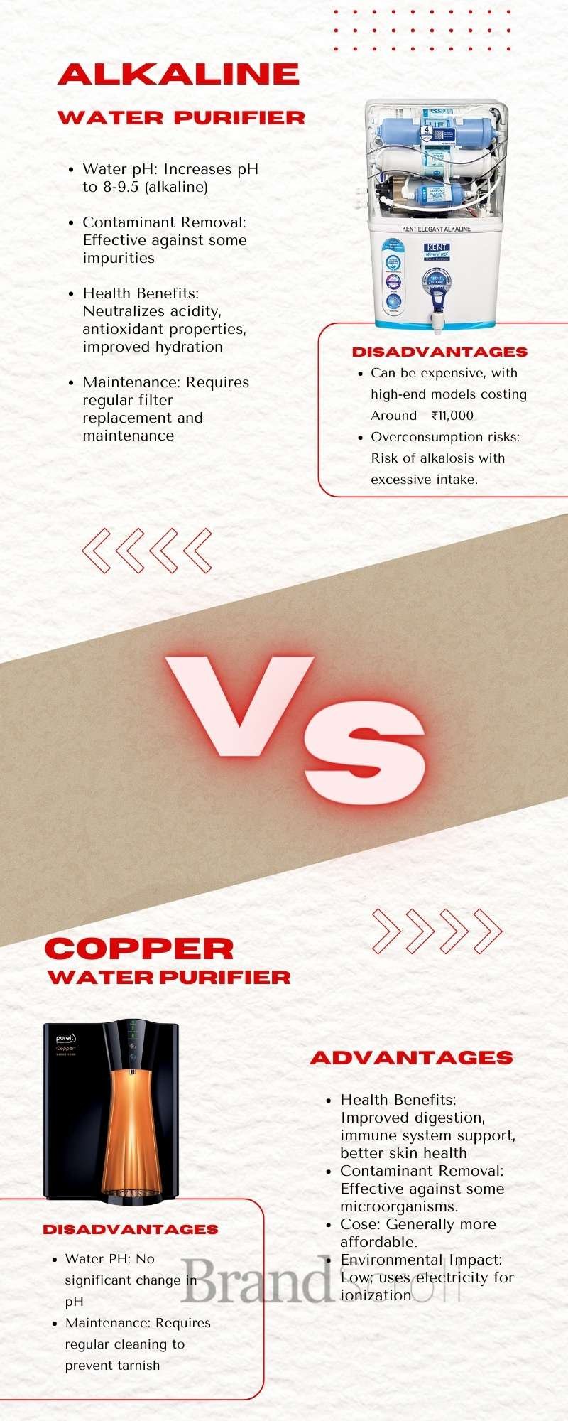 Alkaline vs Copper water purifier infographics