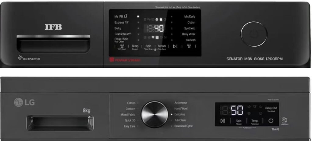 IFB and LG Washing machine menu panel