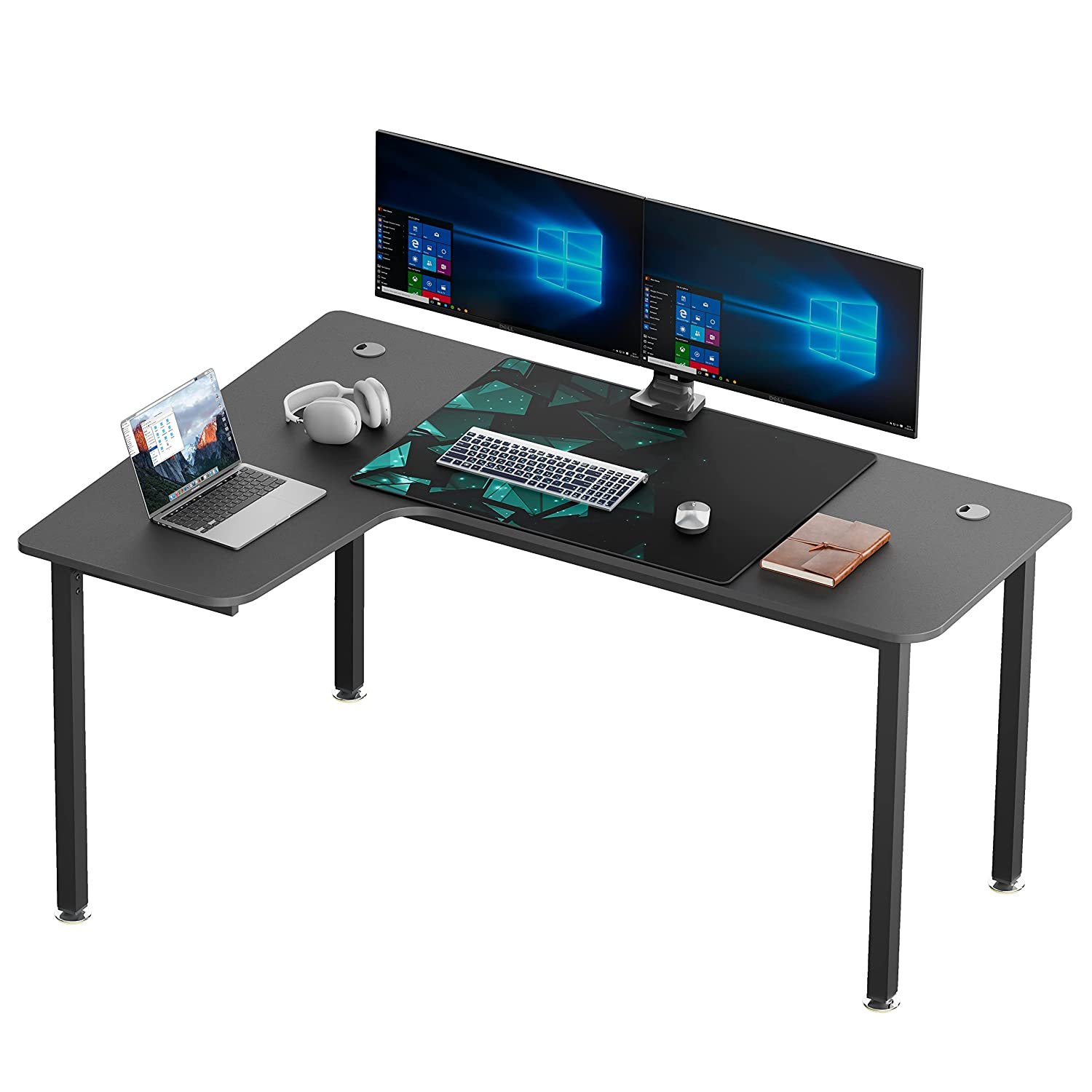 02. EE EUREKA ERGONOMIC L Shaped Wooden Desk 60", Home Office Gaming Computer Corner Desk