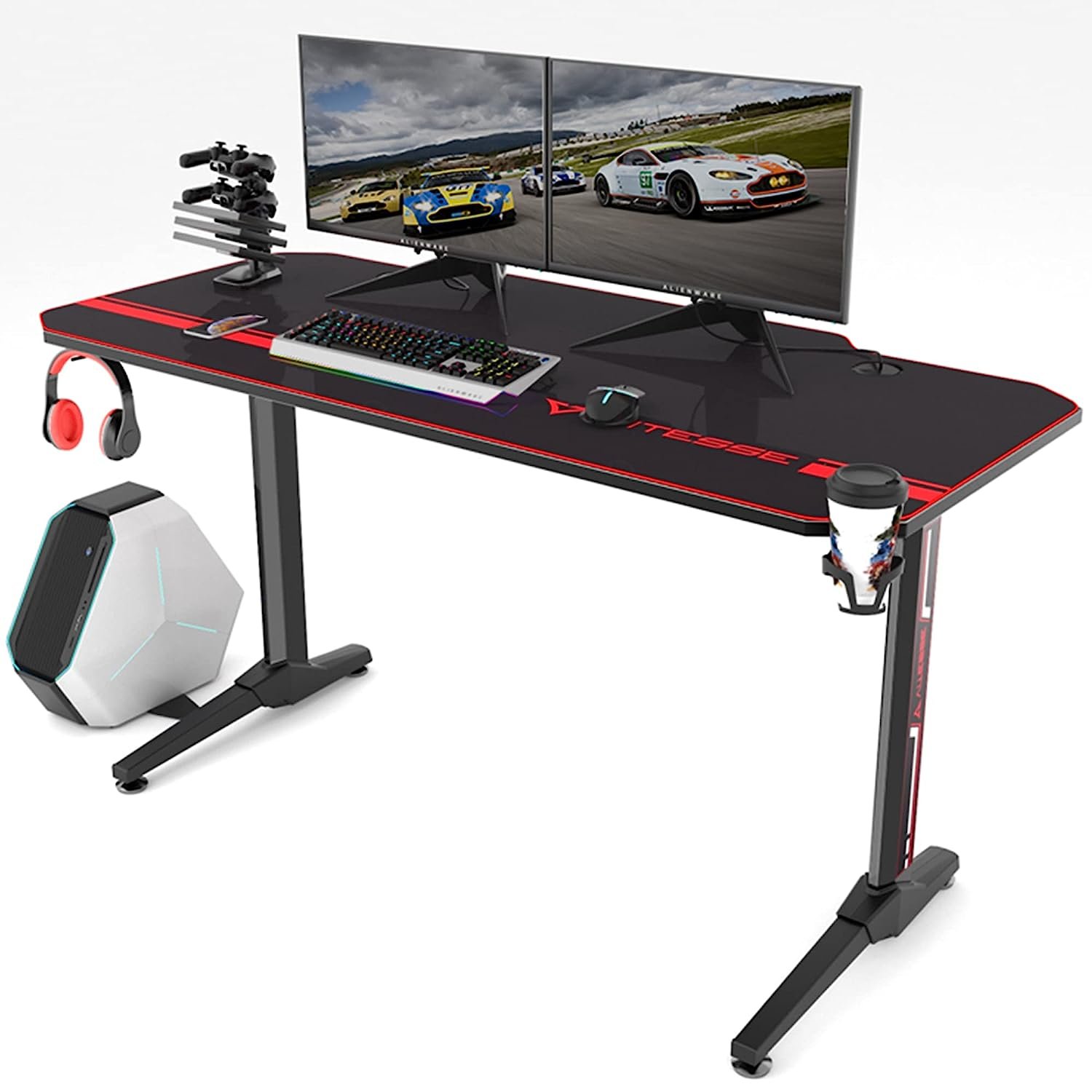 01. Vitesse Gaming Desk 55 inch, Gaming Computer Desk