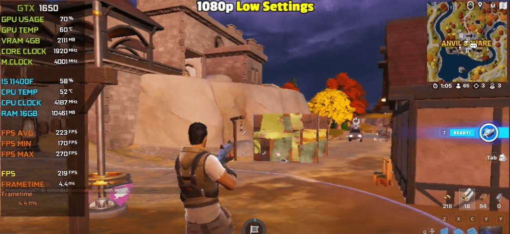 Fortnite 4 with GTX 1650 low 1080p
