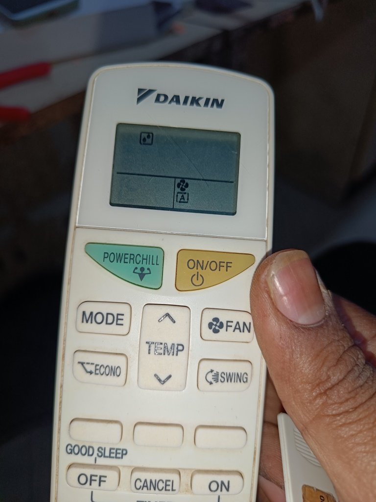 Daikin remote control displaying various cooling modes