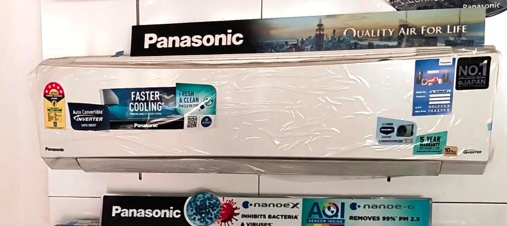 Panasonic 1.5 Ton 5 Star S/CU-NU18ZKY5W, 2024 Model installed wall mounted in a store